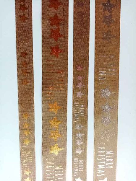 Merry Christmas ribbon, silver/gold (15mm, 25mm) - Image 2