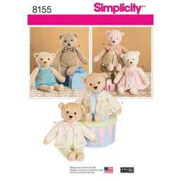 Simplicity Pattern 8155 Stuffed Bears with Clothes