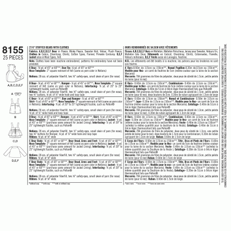 Simplicity Pattern 8155 Stuffed Bears with Clothes