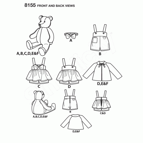 Simplicity Pattern 8155 Stuffed Bears with Clothes