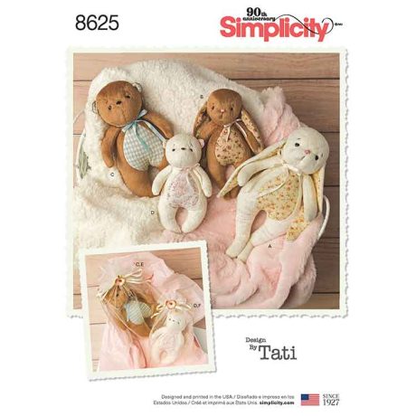 Simplicity Pattern 8625 Stuffed Animals and Gift Bags