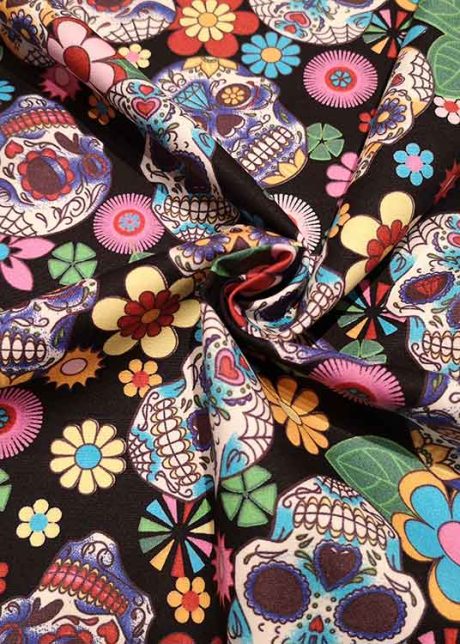 Rose & Hubble 100% cotton poplin "Dia de Muertos" (black)