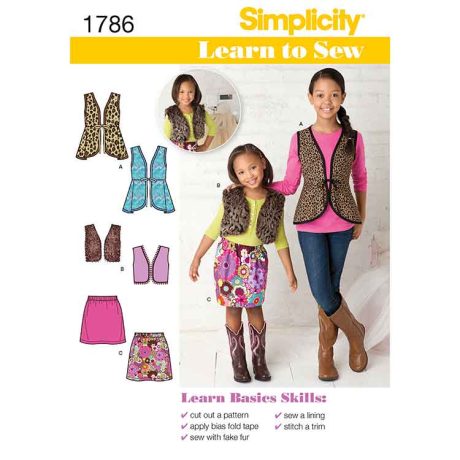 S1786 Learn to Sew Child's & Girls'  Vests and Skirt
