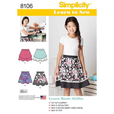 S8106 Learn To Sew Skirts for Girls and Girls Plus