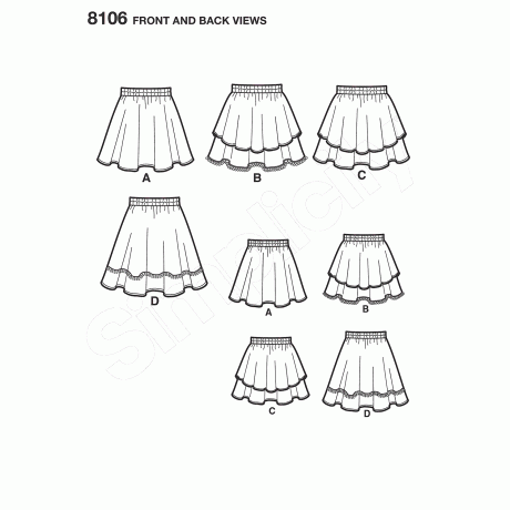 S8106 Learn To Sew Skirts for Girls and Girls Plus