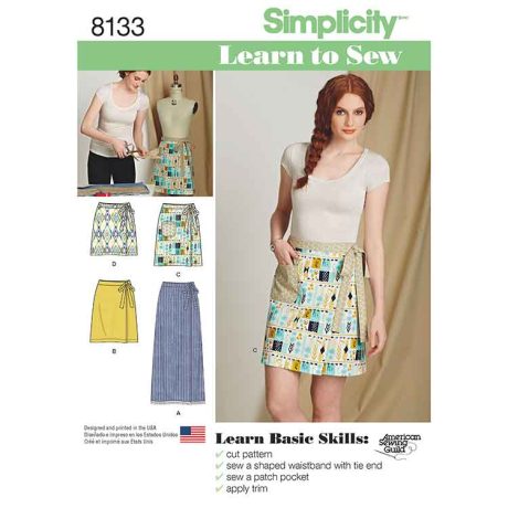 S8133 Women's Learn to Sew Wrap Skirts