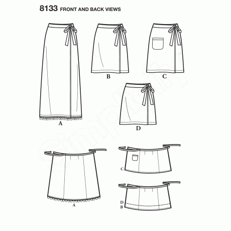 S8133 Women's Learn to Sew Wrap Skirts