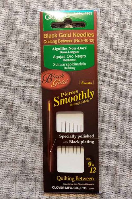Clover Black Gold hand quilting needles (size 9-12)