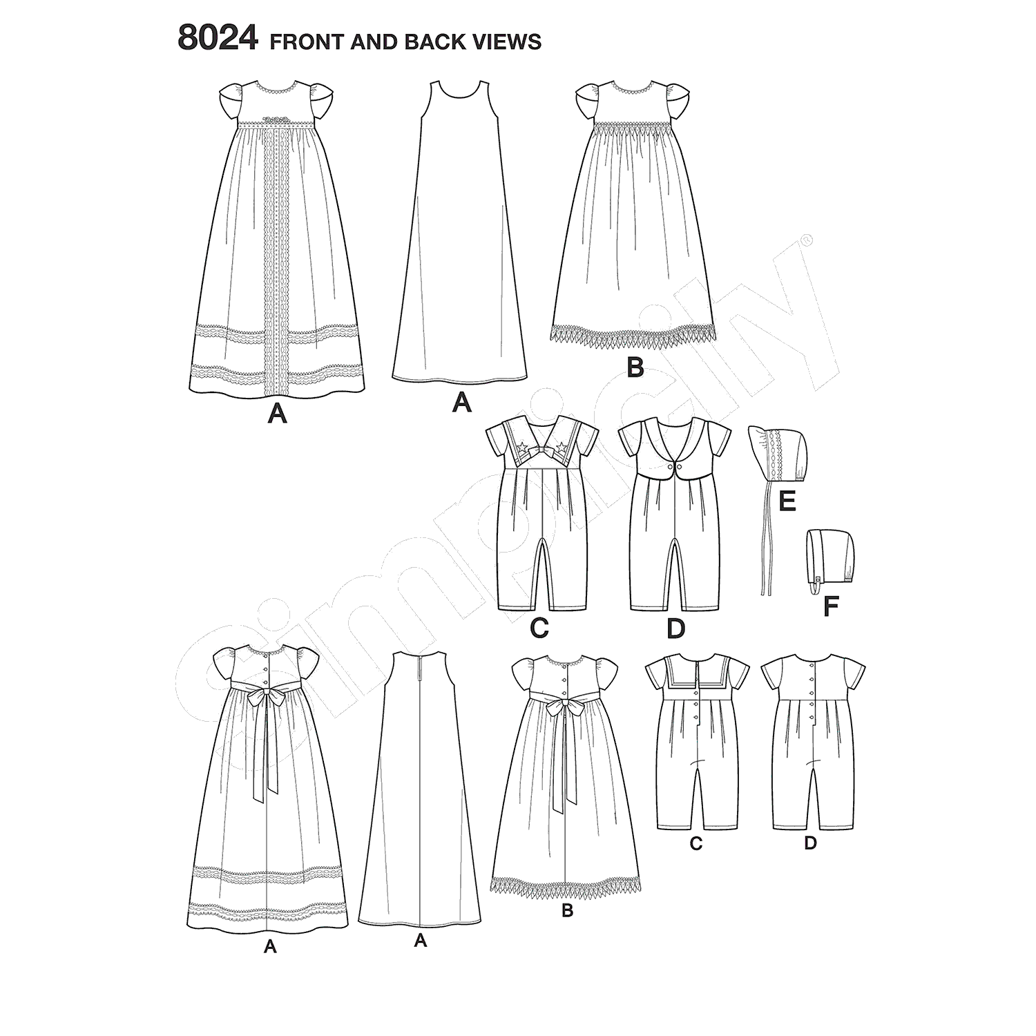 Dolls.Clothes, Horse, House Patterns: 5215 SIMPLICITY RETRO BABY DOLL SLIP,  DRESS, COAT, OVERALLS, GOWN PATTERN 12-22''
