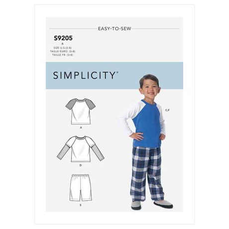 S9205 Children's/Boys' Raglan Sleeve Tops, Shorts and Pants