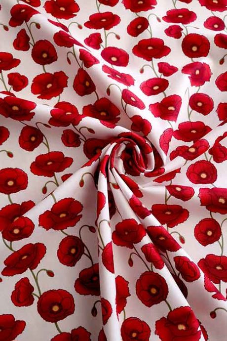 Rose & Hubble 100% cotton poplin "Poppy Field" (ivory)
