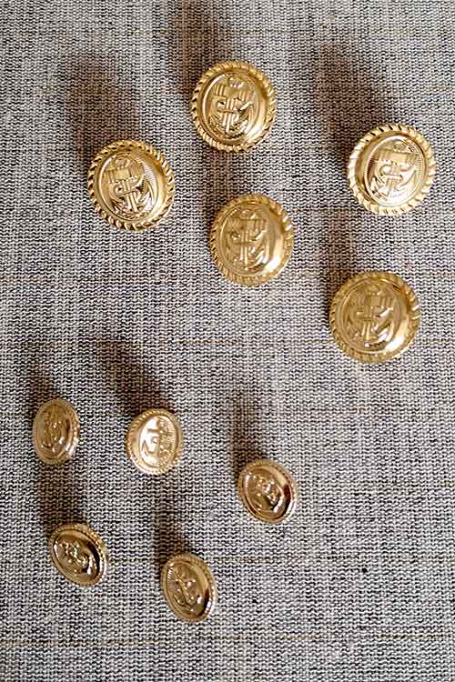 Brass anchor blazer buttons (23mm/15mm) Sew Irish