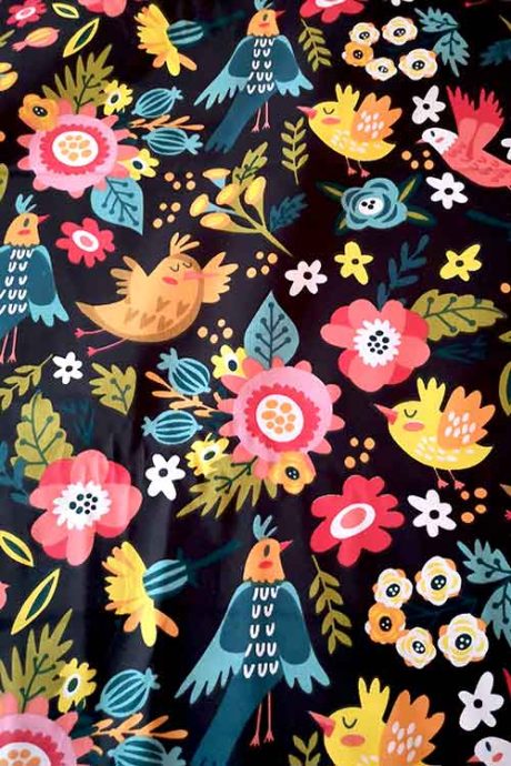 100% cotton craft fabric "Birdie Folk"