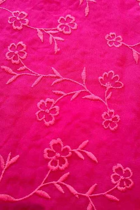 Flower-embroidered chiffon (fuchsia)