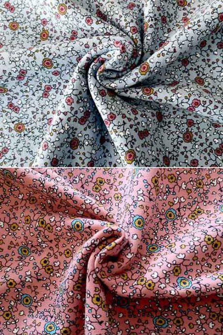 Stretch cotton French terry, "Poetic Flowers"
