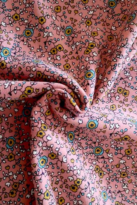 Stretch cotton French terry, "Poetic Flowers"