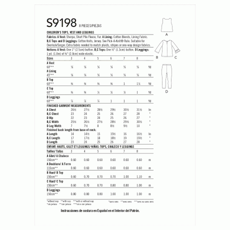 S9198 Children's Tops, Vest & Leggings