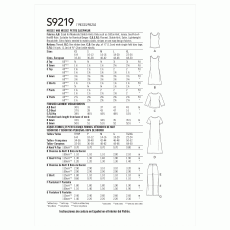 S9219 Misses' & Misses' Petite Sleepwear