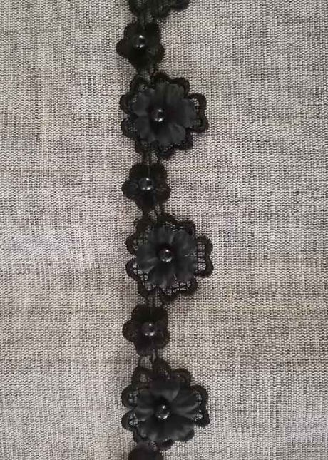 3D flower lace trimm with pearl bead