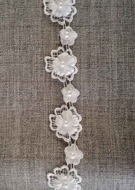 3D flower lace trimm with pearl bead