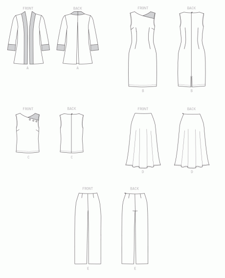 Butterick B6796 Misses' Jacket, Dress, Top, Skirt & Pants