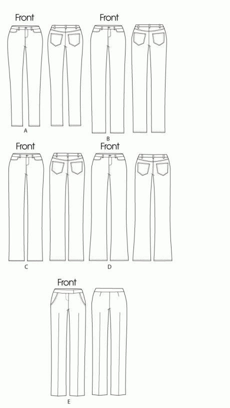 Butterick B6800 Misses' Four-Pocket Jeans & Trousers