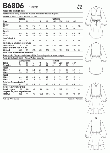 Butterick B6806 Misses' & Women's Dress