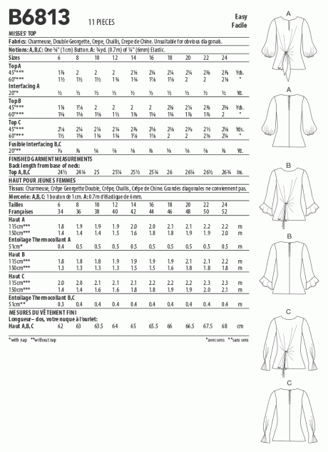 Butterick B6813 Misses' Top