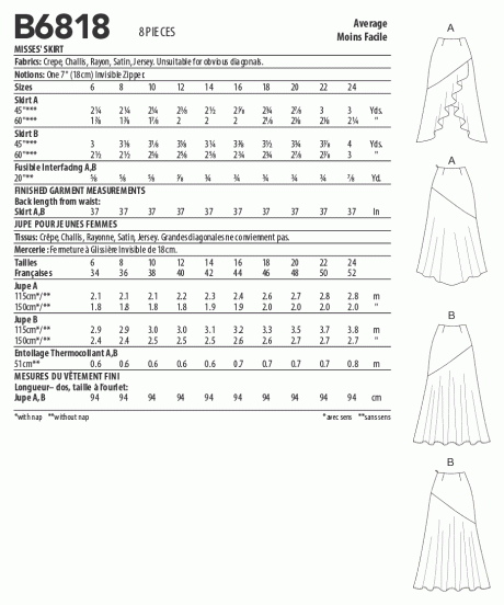 Butterick B6818 Misses' Skirt