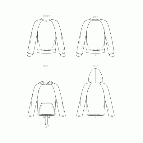 Simplicity Sewing Pattern S9240 Unisex Raglan Pullover Shirts