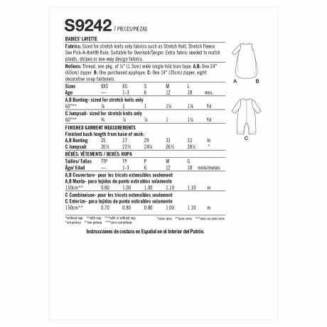 Simplicity Sewing Pattern S9242 Babies' Layette