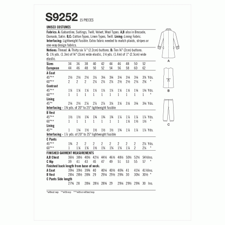 Simplicity Sewing Pattern S9252 Unisex Costumes - Image 2