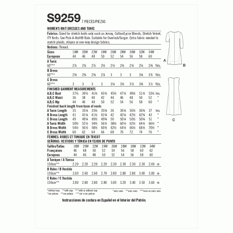 Simplicity Sewing Pattern S9259 Women's Knit Dresses & Tunic - Image 2
