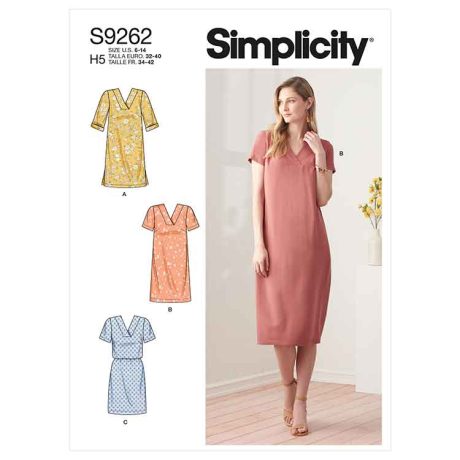 Simplicity Sewing Pattern S9262 Misses' V-neckline Shift Dresses