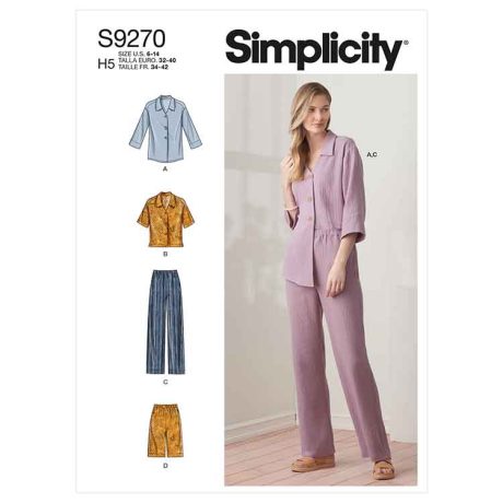 Simplicity Sewing Pattern S9270 Misses' Tops & Pants In Two Lengths