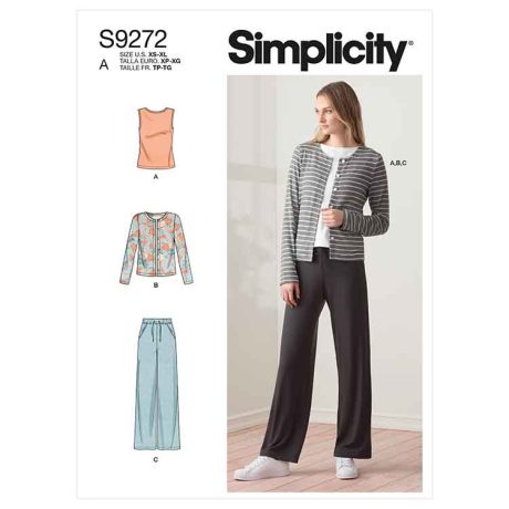 Simplicity Sewing Pattern S9272 Misses' Knit Cardigan Top & Pants
