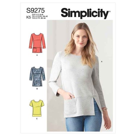 Simplicity Sewing Pattern S9275 Misses' Knit Tops In Two Lengths