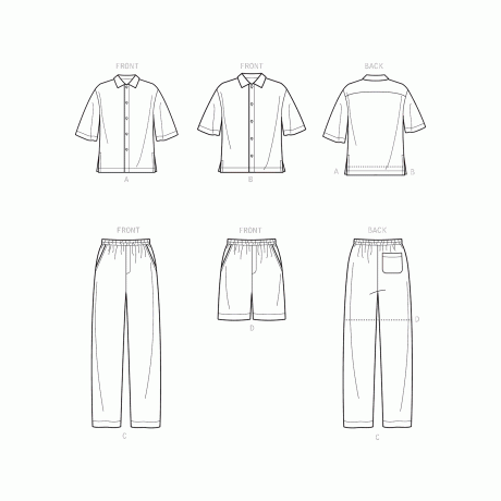 Simplicity Sewing Pattern S9279 Men's Shirt In Two Lengths, Pants & Shorts