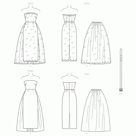 Simplicity Sewing Pattern S9289 Misses' Strapless Dress, Detachable Train & Belt