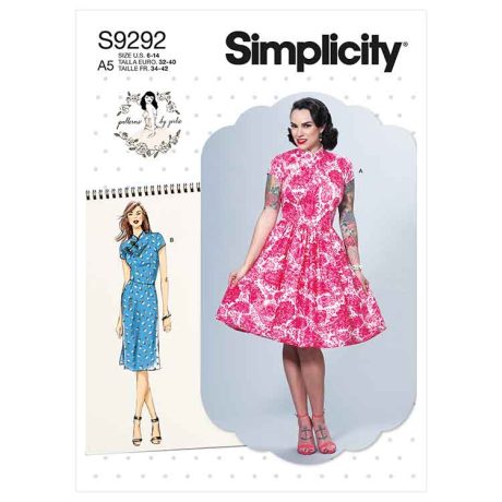 Simplicity Sewing Pattern S9292 Misses' Dresses With Mandarin Collar & Skirt Options
