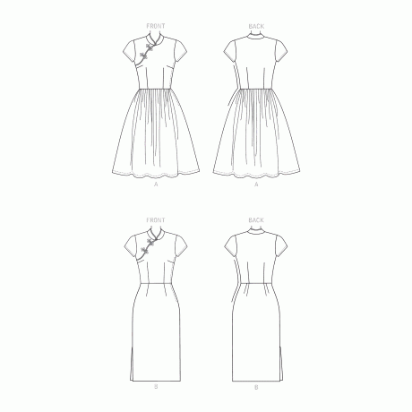Simplicity Sewing Pattern S9292 Misses' Dresses With Mandarin Collar & Skirt Options