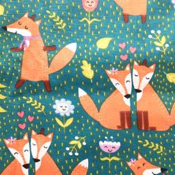 100% cotton print, "Foxy Friends"