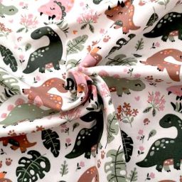 Cotton Spandex Jersey Print ('Dainty Dinos')