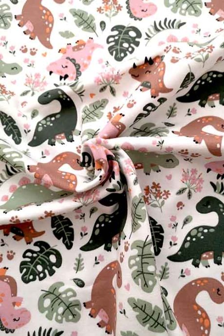 Cotton Spandex Jersey Print ('Dainty Dinos')