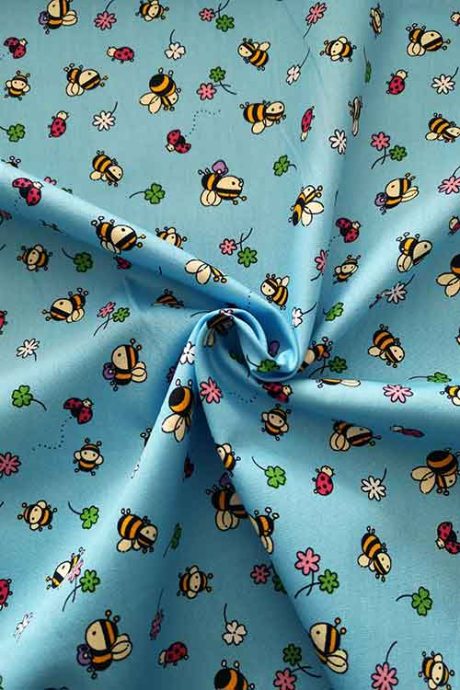 Rose & Hubble 100% cotton poplin print ('Bee & Ladybird')