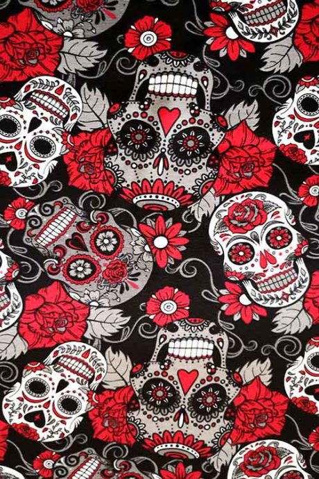 Cotton Spandex Jersey Print, ('Skulls n' Roses')