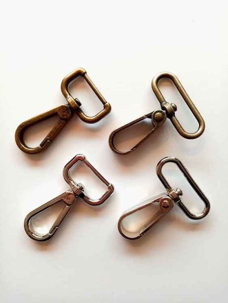 Metal snap hook, nickel or vintage brass (25mm, 39mm)