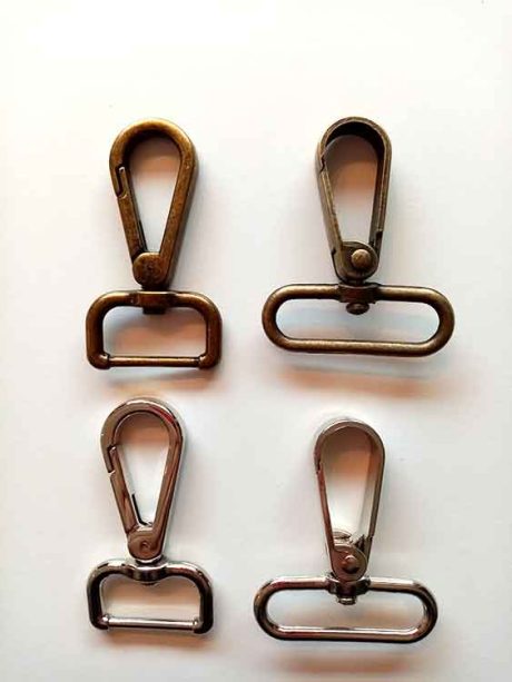 Metal snap hook, nickel or vintage brass (25mm, 39mm) - Image 2