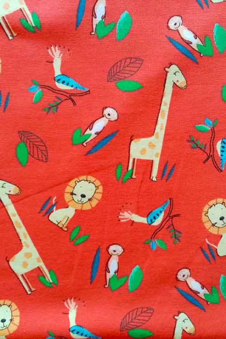 Stretch cotton jersey, "Little Lions" (red) - Image 2