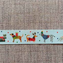 "Jolly Dogs" Christmas ribbon, 25mm